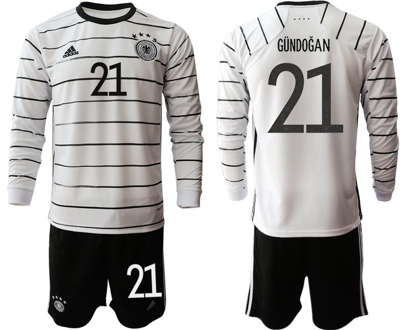 Men 2021 European Cup Germany home white Long sleeve #21 Soccer Jersey